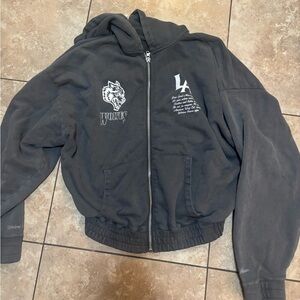 Darc Sport Wolves Club LA Forever Faded Black Hoodie Grey Oversized Men's Size M